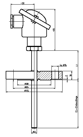 Flansch-Thermoelemente Form F nach DIN 43771